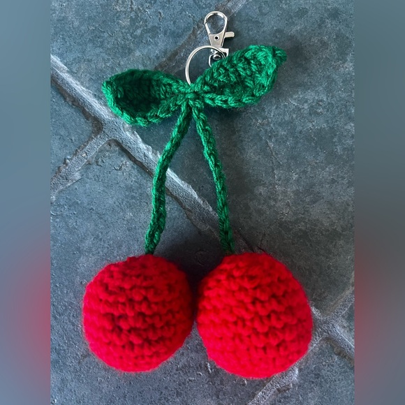 Hand Crocheted Cherries Keychain! - Picture 8 of 15